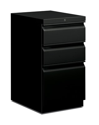 HON Brigade 3-Drawer Mobile Vertical File Cabinet, Letter Size, Lockable, 28H x 15W x 20D, Black