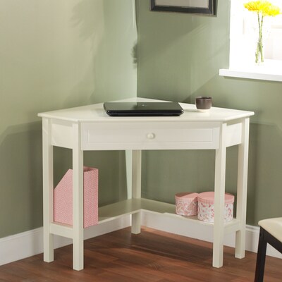 Tms Wood Corner Computer Desk Antique White Quill Com