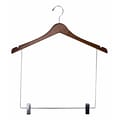 NAHANCO 17 Wood Concave Display Hanger With 10 Drop, Chrome Hook, Walnut, 12/Pack