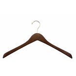 NAHANCO 19 Wood Concave Jacket Hanger, Gold Hook, Walnut, 100/Pack