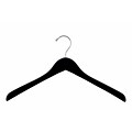 NAHANCO 17 Wood Concave Jacket Hanger, Chrome Hook, Black, 100/Pack