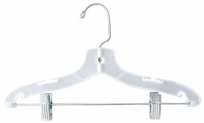 NAHANCO 14 Plastic Super Heavy Weight Suit Hanger, Chrome Hook, White, 100/Pack