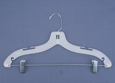 NAHANCO Plastic Hi-Impact Heavy Weight Suit Hanger With Metal Clips, White, 100/Pack (1500RC)