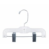 NAHANCO Plastic Hi-Impact Super Heavy Weight Hanger With Metal Clips, White, 100/Pack