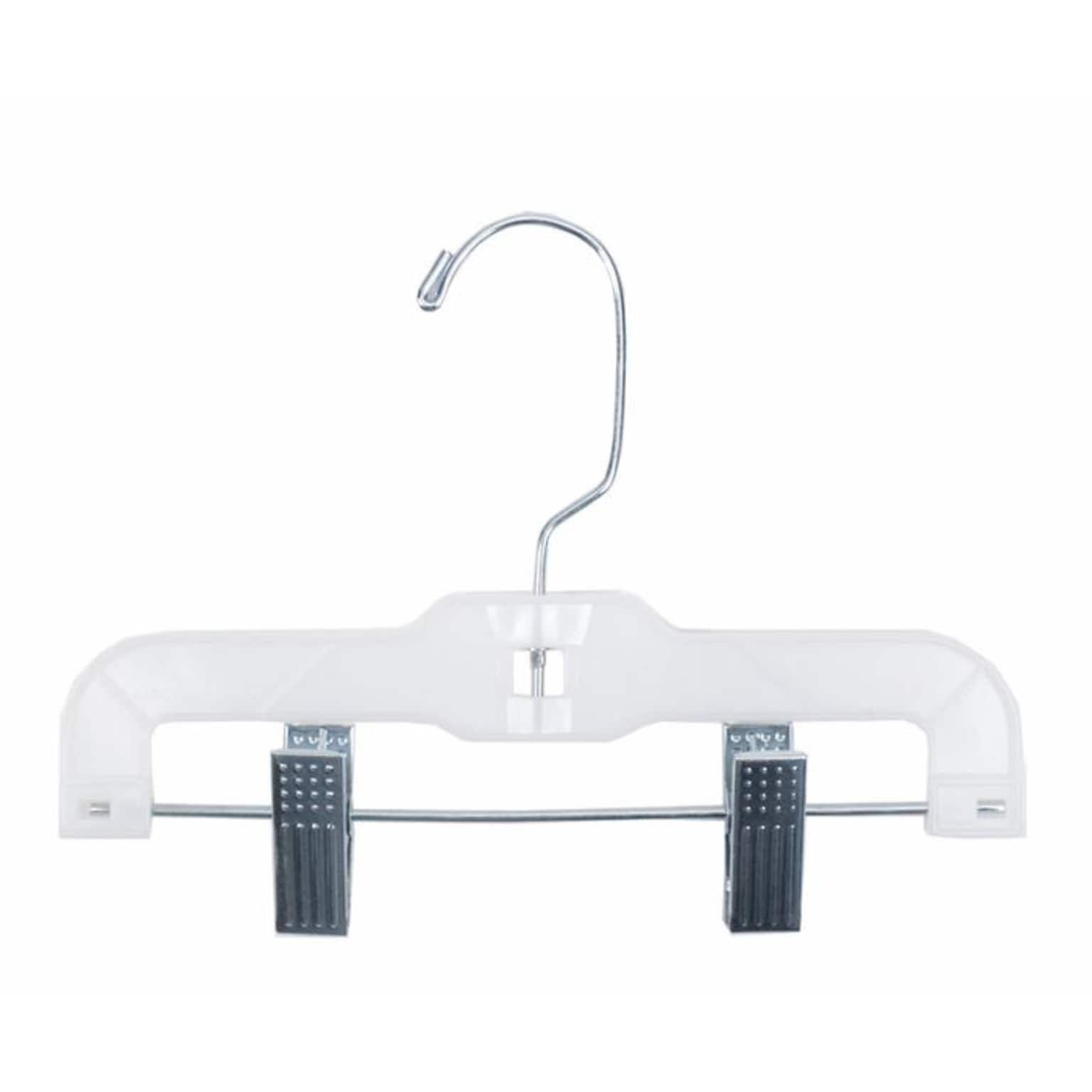 NAHANCO Plastic Hi-Impact Super Heavy Weight Hanger With Metal Clips, White, 100/Pack