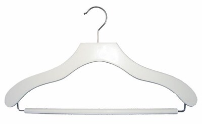 NAHANCO Wood Contemporary Suit Hanger, White, 100/Pack