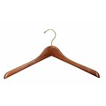 NAHANCO Wood Extra Thick Concave Jacket Hanger, Gold Hook, Walnut, 40/Pack