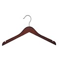 NAHANCO 12 Wood Flat Top Hanger, Brushed Chrome Hook, Low Gloss Mahogany, 100/Pack