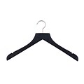 NAHANCO 17 Wood Concave Jacket Hanger, Brushed Chrome Hook, Low Gloss Black, 24/Pack