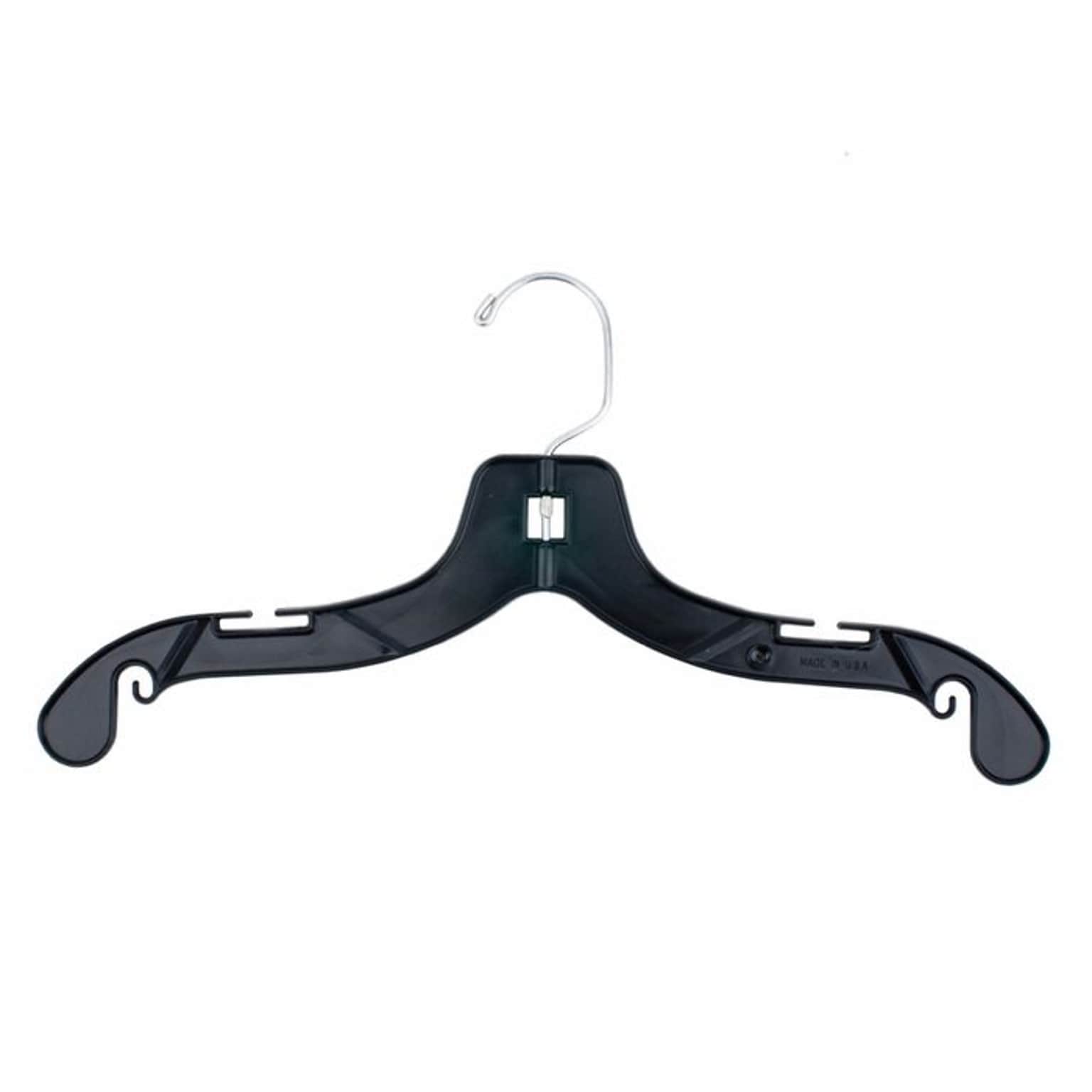 NAHANCO 14 Plastic Super Heavy Weight Dress Hanger, Black, 100/Pack