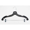 NAHANCO Plastic Shiny Heavy Weight Suit Hanger With Metal Clips, Black, 100/Pack