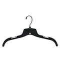 NAHANCO 17 Plastic Heavy Weight Top Hanger With Molded Gripper, Black Hook, Black, 100/Pack