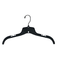 NAHANCO 17 Plastic Heavy Weight Top Hanger With Molded Gripper, Black Hook, Black, 100/Pack