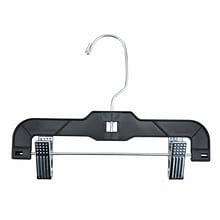 NAHANCO 9 Plastic Super Heavy Weight Infant Pant Hanger W/ Long Hook & Metal Clips, Black, 100/Pack