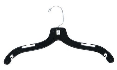NAHANCO 17 Plastic Heavy Weight Dress Hanger, Chrome Hook, Shiny Black, 100/Pack
