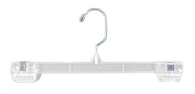 NAHANCO 10 Break Resistant Snap Grip Skirt/Slack Hanger, Chrome Hook, Clear, 200/Pack