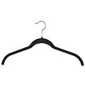 NAHANCO 17 3/8 Velvet Slimline Top Hanger Without Notches, Black, 100/Pack