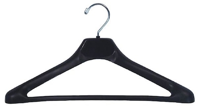 NAHANCO 19 Plastic Concave Extra Wide Shouldered Suit Hanger, Black, 50/Pack