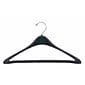 NAHANCO 17" Plastic Concave Suit Hanger With Round Hook, Black, 100/Pack