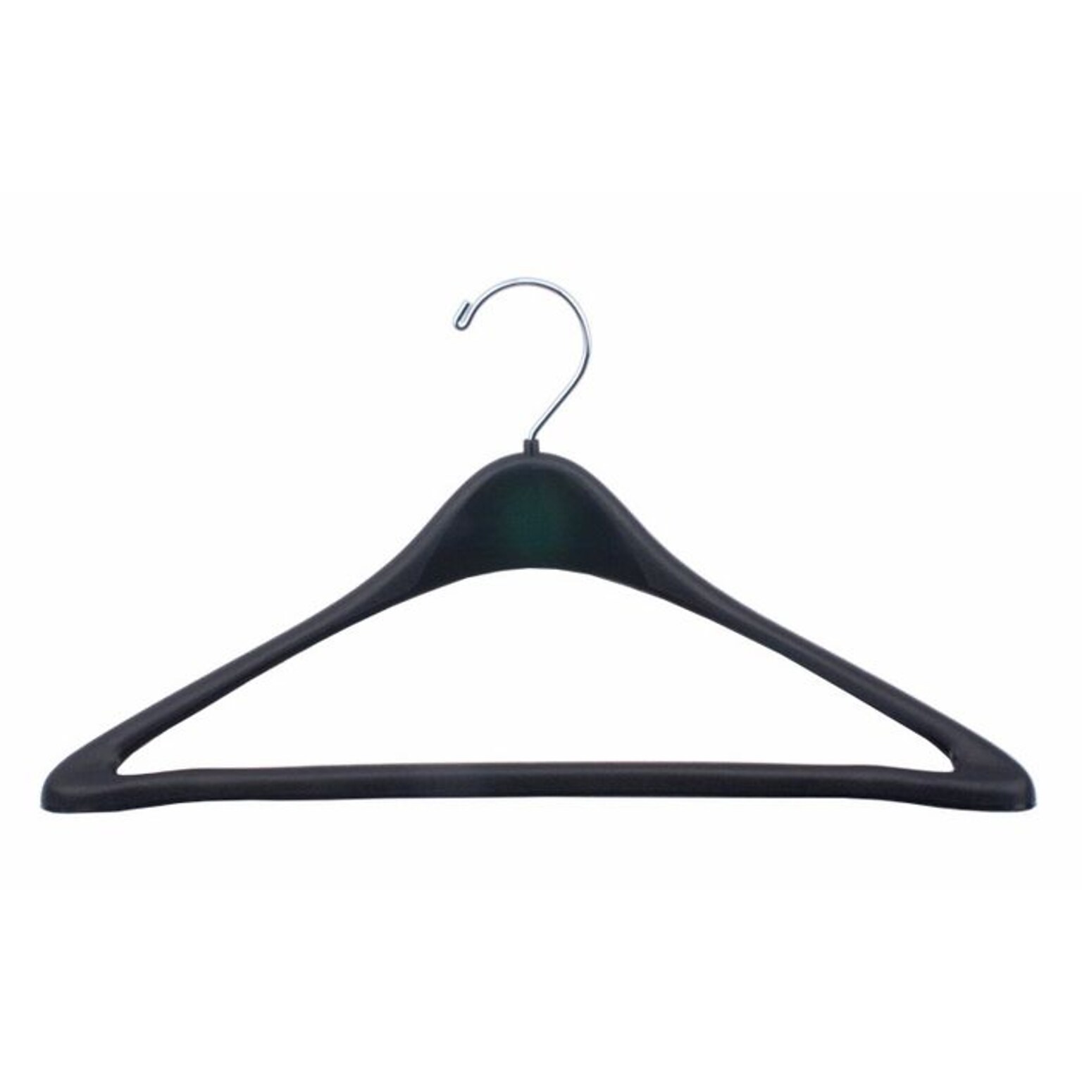 NAHANCO 17 Plastic Concave Suit Hanger With Round Hook, Black, 100/Pack