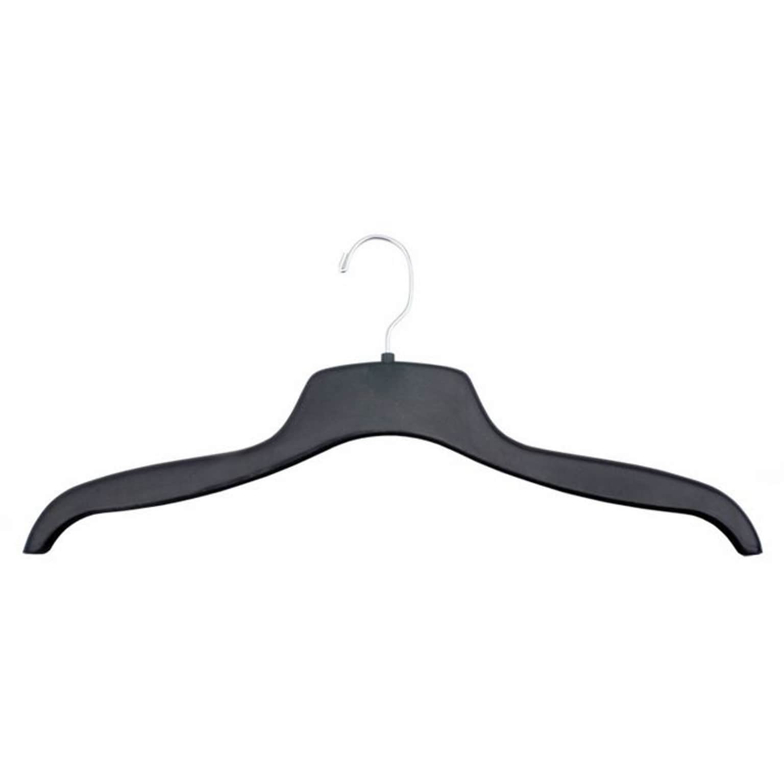 NAHANCO 18 1/2 Plastic Elegant Top/Sweater Hanger, Black, 100/Pack