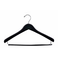 NAHANCO 17 Wood Concave Suit Hanger, Chrome Hook, Black, 100/Pack