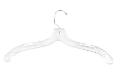 NAHANCO 17 Plastic Heavy Weight Dress Hanger, Chrome Hook, Clear, 100/Pack (500)