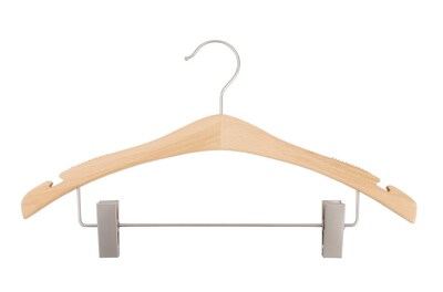 NAHANCO 17 Wood Signature Suit Hanger, Low Gloss Natural, 100/Pack