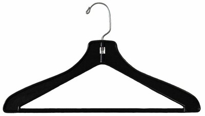 NAHANCO 17 Plastic Flat One-Piece Suit Hanger, Black, 100/Pack