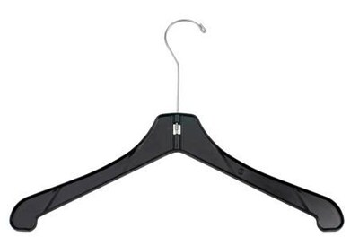 NAHANCO 17 Plastic Heavy Weight Coat Hanger, Long Hook, Black, 100/Pack (2700LH)