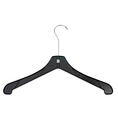 NAHANCO 17 Plastic Heavy Weight Coat Hanger, Long Hook, Black, 100/Pack