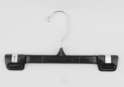 NAHANCO 10 Plastic Snap Grip Skirt/Slack Hanger, Chrome Hook, Black, 200/Pack (2686-10)