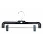 NAHANCO 12" Plastic Super Heavy Weight Skirt/Slack Hanger With Metal Clips, Black, 100/Pack