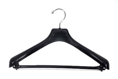 NAHANCO 19 Plastic Concave Wide Shouldered Male Suit Hanger, Chrome Hook, Black, 50/Pack (2393)