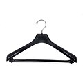 NAHANCO 19 Plastic Concave Wide Shouldered Male Suit Hanger, Chrome Hook, Black, 50/Pack (2393)