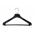 NAHANCO 16 1/2 Plastic Concave Wide-Shouldered Suit Hanger, Chrome Hook, Black, 50/Pack