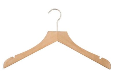 NAHANCO 17 Wood Concave Jacket Hanger, Brushed Chrome Hook, Beech, 24/Pack