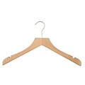 NAHANCO 17 Wood Concave Jacket Hanger, Brushed Chrome Hook, Beech, 24/Pack