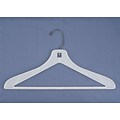 NAHANCO Flat One-Piece Plastic Suit Hanger, White, 100/Pack