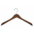 NAHANCO 17 Wood Concave Jacket Hanger, Chrome Hook, Walnut, 100/Pack