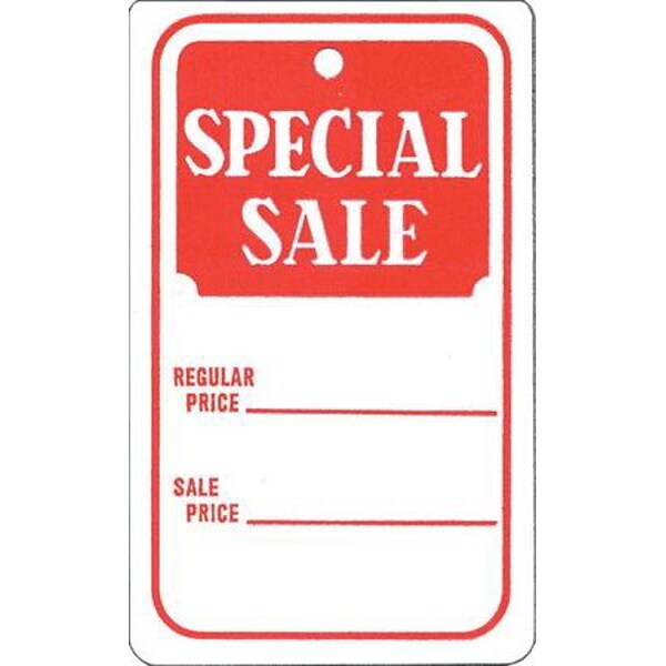 NAHANCO 1 3/4 x 2 7/8 Unstrung Special Sale Tag, Red/White, 1000/Box