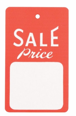 NAHANCO 1 3/4 x 2 7/8 Large Strung Sale Tag, Red/White, 1000/Pack, 1000/Pack