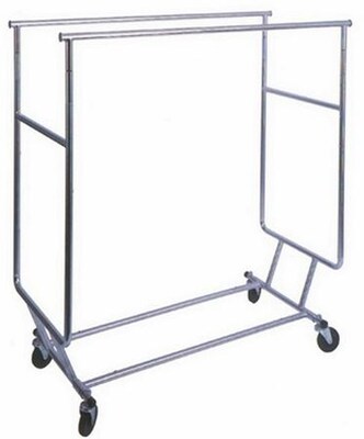 NAHANCO Double Round Tubing Collapsible Rolling Rack, Chrome