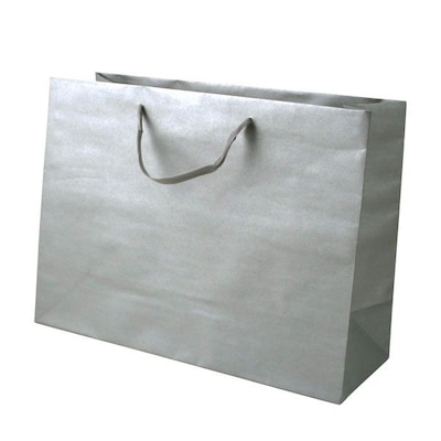 Shamrock 12 x 16 x 6 Large Vogue Recycled Paper Eurotote Bags, Platinum Metallic Silver, 25/CT