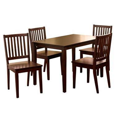 TMS Shaker 29" x 45" x 28" Rubberwood 5 Piece Dining Set, Espresso