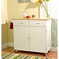 TMS Large Kitchen Cart With Wood Top; White/Natural