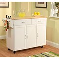 TMS Extra Large Kitchen Cart With Wood Top; White/Natural