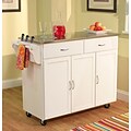 TMS Extra Large Kitchen Cart With Stainless Steel Top; White