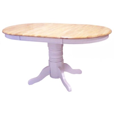 TMS Farmhouse 30" x 38 - 60" x 37 1/4" Rubberwood Dining Table; White/Natural