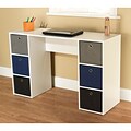 TMS Engineered Wood Writing Desk With 6 Bins; White/Blue